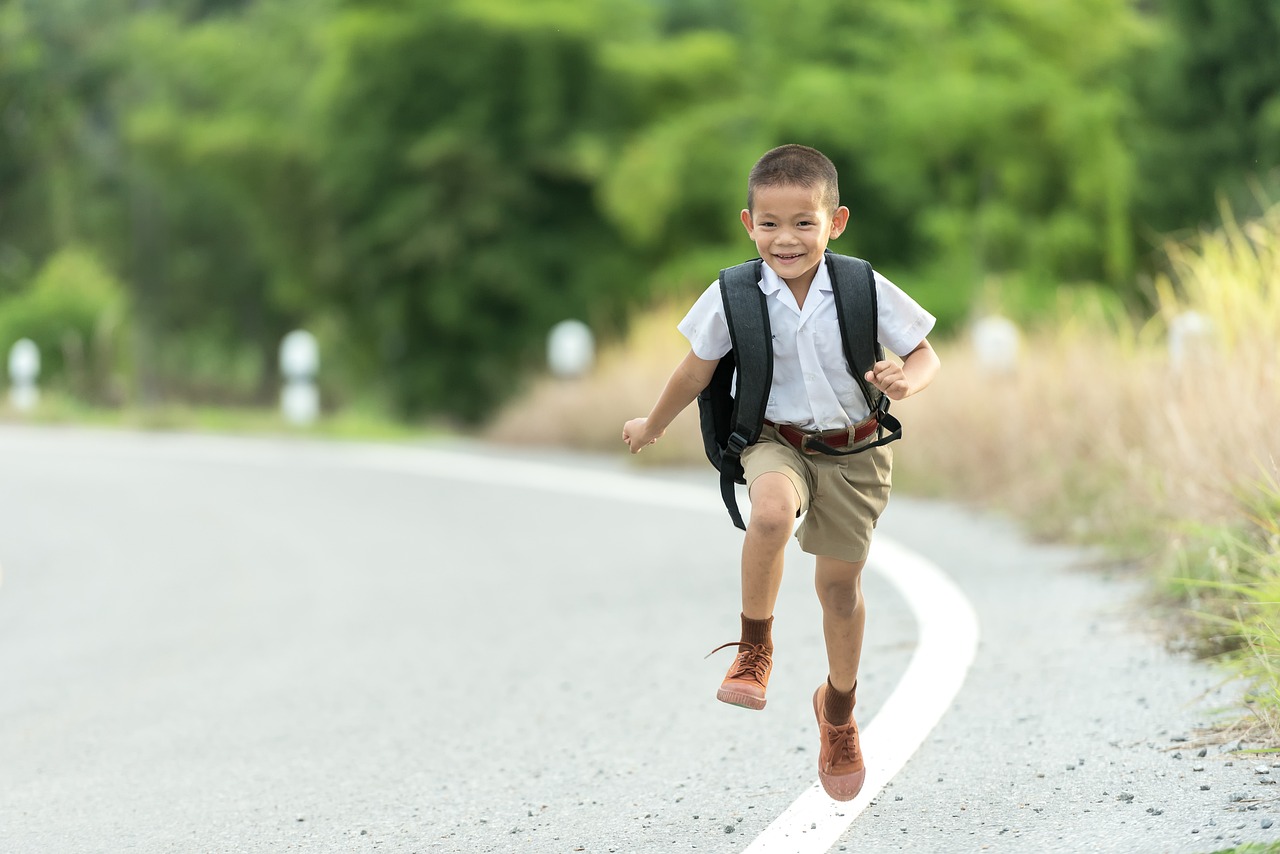 Boy running with confidence
