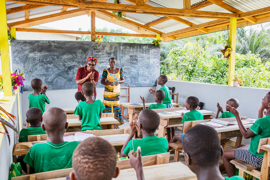 Students in outdoor classroom